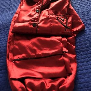 Bright Red Silky Pajama Set